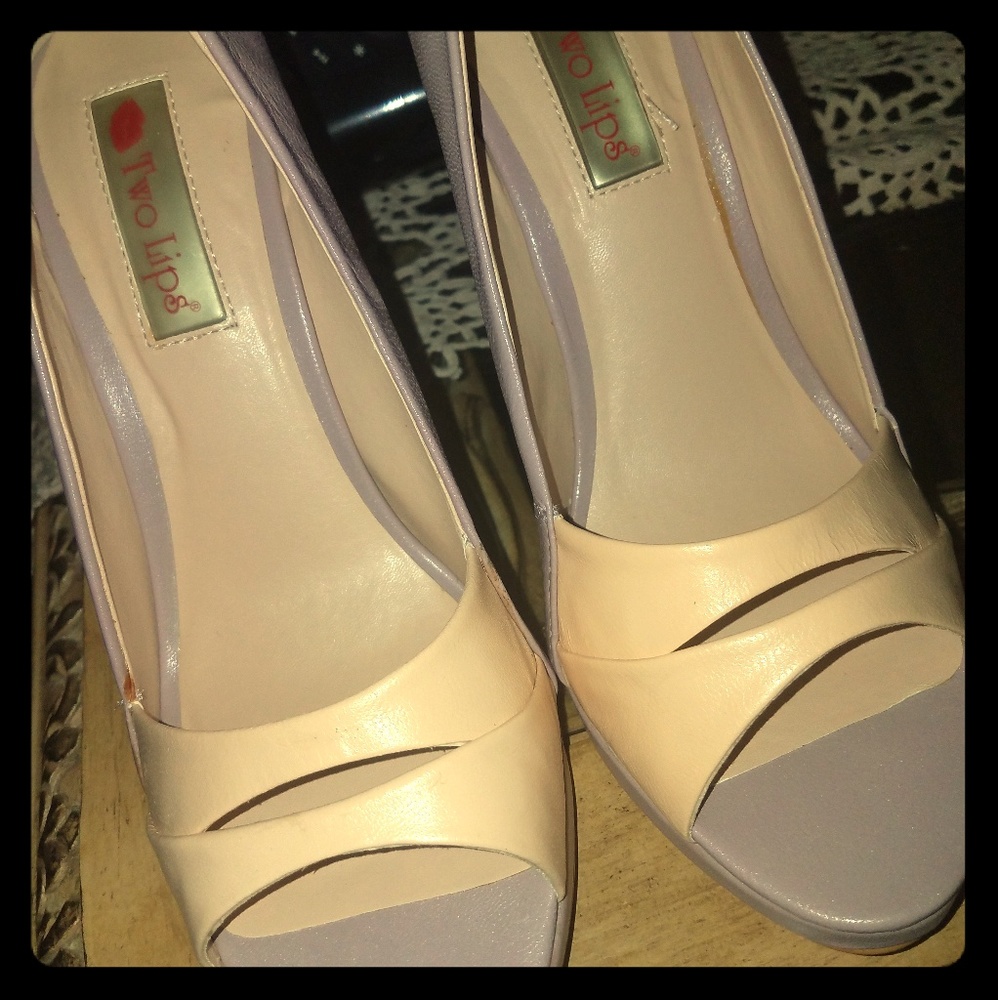 Lavender and Nude Leather Stilettos